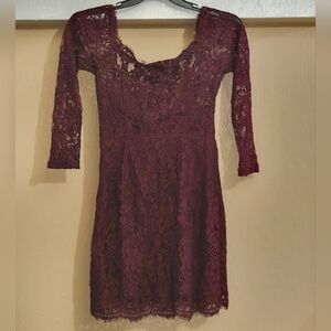 Tobi Burgundy Lace Dress